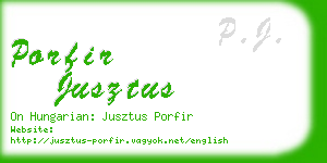 porfir jusztus business card